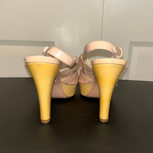 Prada Nude Patent Leather Platform Heels Size 36 Italy Y2K Slingback - Picture 5 of 10